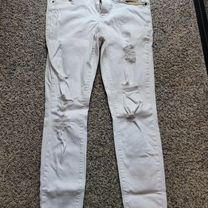Old Navy Light Gray Distressed Skinny Jeans
